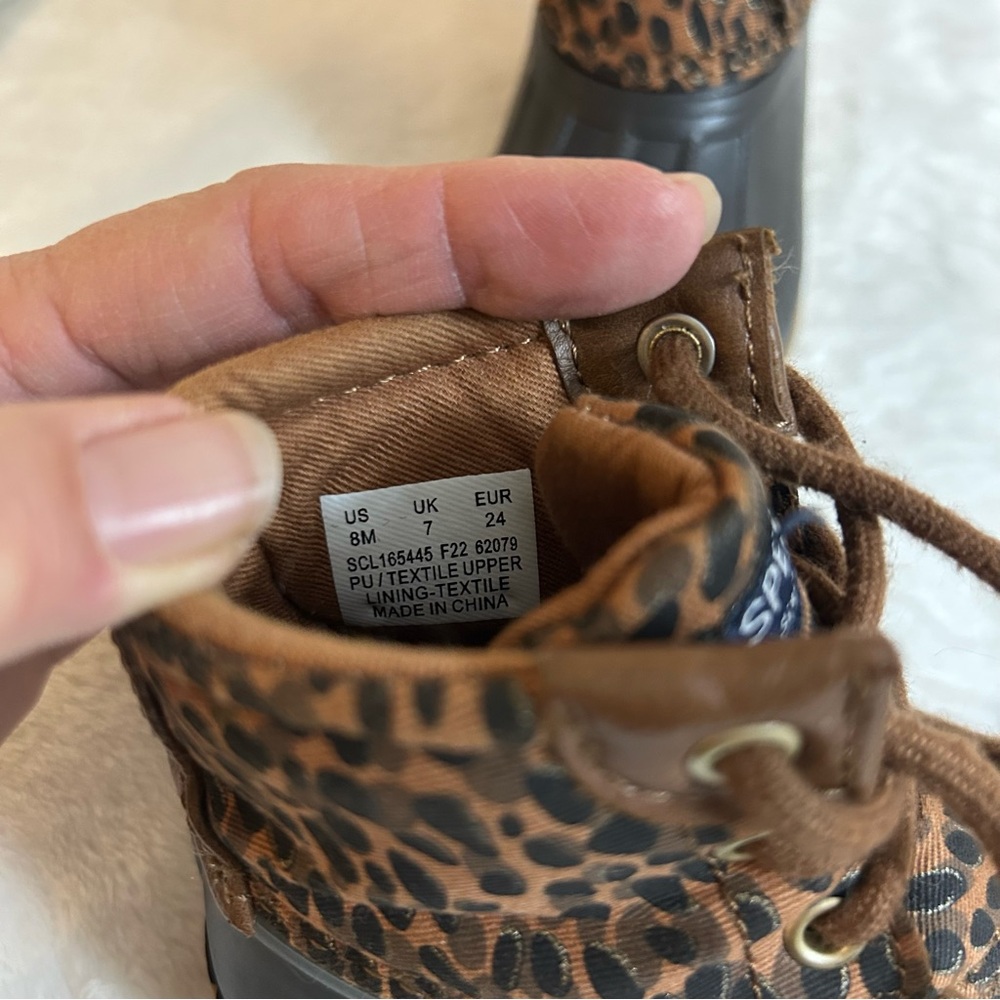 Sperry Leopard Print Duck Boots for Toddler Girls Size 8 - Picture 6 of 6